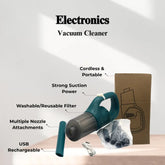 Cordless vacuum cleaner with features highlighted